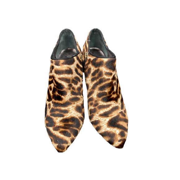 Lanvin Black Brown Calf Hair Leopard Print Pointed Toe Ankle Booties Size 7 1/2 - Picture 4 of 10